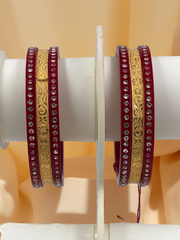 Dazzling Daily Elegance: 22K Gold Chip Comfort Bangles (Set of 2)