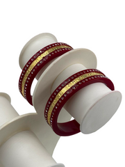 Dazzling Daily Elegance: 22K Gold Chip Daimond Comfort Bangles (Set of 2)