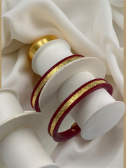Dazzling Daily Elegance: 22K Gold Chip Comfort Bangles (Set of 2)