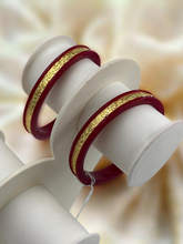 Dazzling Daily Elegance: 22K Gold Chip Comfort Bangles (Set of 2)
