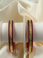 Dazzling Daily Elegance: 22K Gold Chip Comfort Bangles (Set of 2)