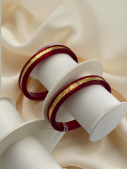 Dazzling Daily Elegance: 22K Gold Chip Comfort Bangles (Set of 2)