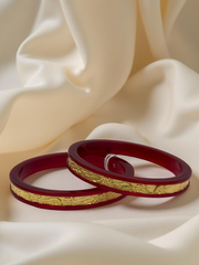 Dazzling Daily Elegance: 22K Gold Chip Comfort Bangles (Set of 2)