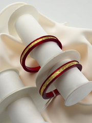 Dazzling Daily Elegance: 22K Gold Chip Comfort Bangles (Set of 2)