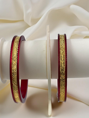Dazzling Daily Elegance: 22K Gold Chip Comfort Bangles (Set of 2)