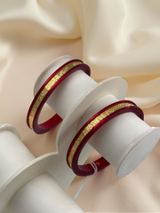 Dazzling Daily Elegance: 22K Gold Chip Comfort Bangles (Set of 2)