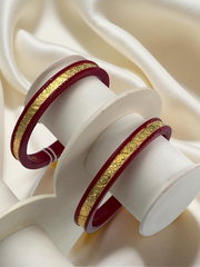 Dazzling Daily Elegance: 22K Gold Chip Comfort Bangles (Set of 2)