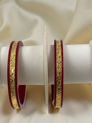 Dazzling Daily Elegance: 22K Gold Chip Comfort Bangles (Set of 2)