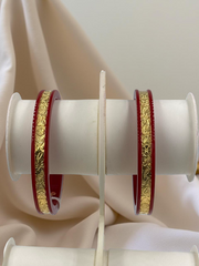 Dazzling Daily Elegance: 22K Gold Chip Comfort Bangles (Set of 2)