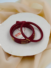 Exquisite Elegance: 22K Gold Fancy Lightweight Bangles (Set of 4)