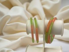 22K Gold Green&Orange Khadak Bangles 2Pcs