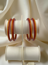 22K Gold Red&Orange Khadak Bangles 4Pcs