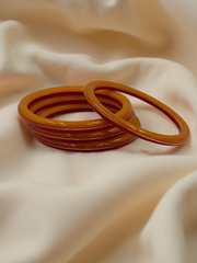 22K Gold Red&Orange Khadak Bangles 4Pcs