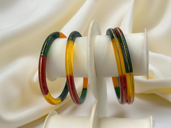 22K Gold Red,Green & Orange Khadak Bangles 4Pcs