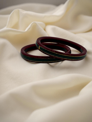 22K Gold Green & Red Khadak Bangles 2Pcs