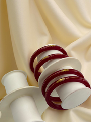 22K Gold Red Om Sticker Khadak Bangles 4Pcs