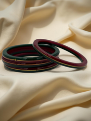 22K Gold Red & Green Khadak Bangles 4Pcs