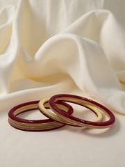 22K Gold Red & Cream Khadak Bangles 4Pcs