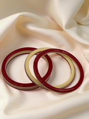22K Gold Red & Cream Khadak Bangles 4Pcs