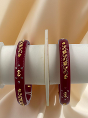 Exquisite Elegance: 22K Gold Fancy Teliya Lightweight Bangles (Set of 2)