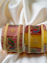 Hand-Painted Masterpiece: 22K Gold Multi-Colour Fancy Chuda Bangle Set (6-Piece)