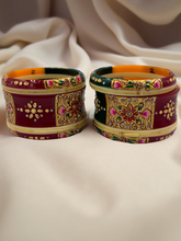 Hand-Painted Masterpiece: 22K Gold Fancy Chuda Bangle Set (6-Piece)