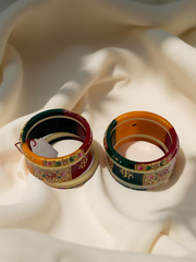 Hand-Painted Masterpiece: 22K Gold Fancy Chuda Bangle Set (6-Piece)