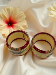 Hand-Painted Masterpiece: 22K Gold Fancy Chuda Bangle Set (6-Piece)