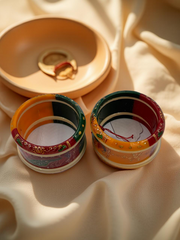 Hand-Painted Masterpiece: 22K Gold Fancy Chuda Bangle Set (6-Piece)