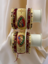 Hand-Painted Masterpiece: 22K Gold Fancy Chuda Bangle Set (10-Piece)