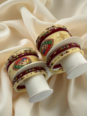 Hand-Painted Masterpiece: 22K Gold Fancy Chuda Bangle Set (10-Piece)