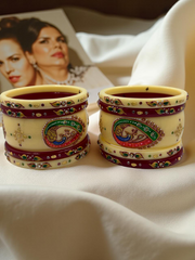 Hand-Painted Masterpiece: 22K Gold Fancy Chuda Bangle Set (10-Piece)