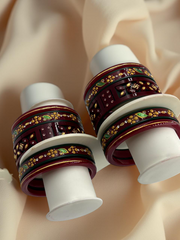 Hand-Painted Masterpiece: 22K Gold CNC Fancy Chuda Bangle Set (10-Piece)