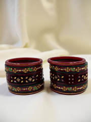 Hand-Painted Masterpiece: 22K Gold CNC Fancy Chuda Bangle Set (10-Piece)