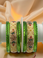 Hand-Painted Masterpiece: 22K Gold CNC Fancy Chuda Bangle Set (6-Piece)