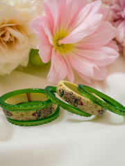 Hand-Painted Masterpiece: 22K Gold CNC Fancy Chuda Bangle Set (6-Piece)