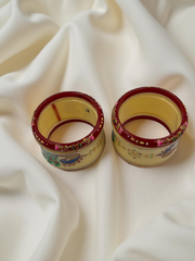 Hand-Painted Masterpiece: 22K Gold Peacock Painting Fancy Chuda Bangle Set (6-Piece)