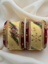 Hand-Painted Masterpiece: 22K Gold Fancy Chuda Bangle Set (6-Piece)