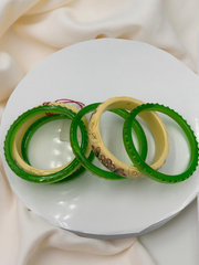 Hand-Painted Masterpiece: 22K Gold CNC Fancy Chuda Bangle Set (6-Piece)