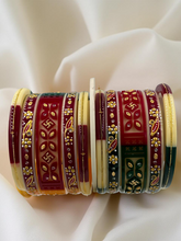 Hand-Painted Masterpiece: 22K Gold CNC Fancy Chuda Bangle Set (10-Piece)