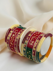 Hand-Painted Masterpiece: 22K Gold CNC Fancy Chuda Bangle Set (10-Piece)