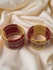 Hand-Painted Masterpiece: 22K Gold Fancy Chuda Bangle Set (6-Piece)