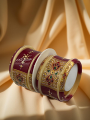 Hand-Painted Masterpiece: 22K Gold Fancy Chuda Bangle Set (6-Piece)