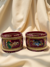 Hand-Painted Masterpiece: 22K Gold Fancy Chuda Bangle Set (6-Piece)