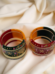 Hand-Painted Masterpiece: 22K Gold Fancy Chuda Bangle Set (6-Piece)