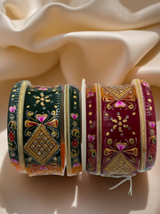Hand-Painted Masterpiece: 22K Gold Fancy Chuda Bangle Set (6-Piece)