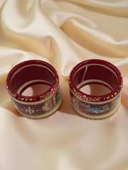 Hand-Painted Masterpiece: 22K Gold Fancy Chuda Bangle Set (6-Piece)