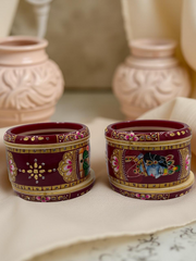 Hand-Painted Masterpiece: 22K Gold Fancy Chuda Bangle Set (6-Piece)