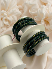 22k Lightweight Gold Bangle Green Variya Set