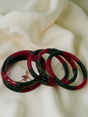 22k Lightweight Gold Bangle Red&Green Variya Set